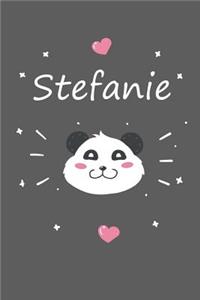 Stefanie: Personalisiertes Panda Tage-/Notizbuch mit dem Vornamen Stefanie und ganzen 100 linierten Seiten im 6x9 Zoll Format (ca.DIN A5). Optimal als Schreib