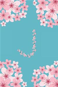 J Monogram Letter J Cherry Blossoms Journal Notebook