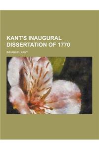 Kant's Inaugural Dissertation of 1770