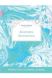 Adult Coloring Journal: Alcoholics Anonymous (Sea Life Illustrations, Turquoise Marble)