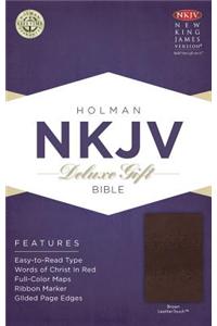 Deluxe Gift Bible-NKJV: New King James Version, Brown, Leathertouch