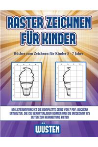 Bücher zum Zeichnen für Kinder 5 - 7 Jahre (Raster zeichnen für Kinder - Wüsten)