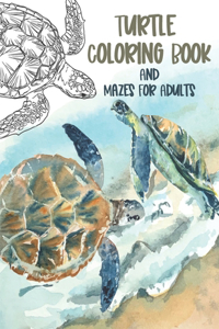 Turtle Coloring Book And Mazes For Adults