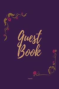 Guest Book - Golden Frame #4 on Pink Paper