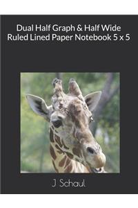 Dual Half Graph & Half Wide Ruled Lined Paper Notebook 5 X 5