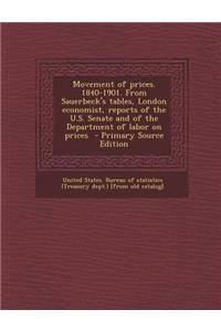 Movement of Prices. 1840-1901. from Sauerbeck's Tables, London Economist, Reports of the U.S. Senate and of the Department of Labor on Prices - Primar