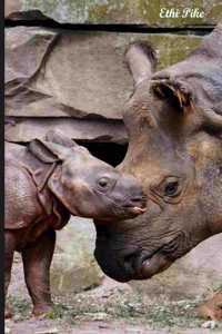 Rhino Mom and Baby - Notebook / Extended Lines / Soft Matte Cover