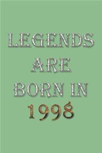 Legends Are Born In 1998 Notebook