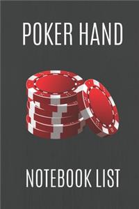 Poker Hand Notebook List