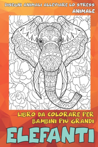 Libro da colorare per bambini più grandi - Disegni animali alleviare lo stress - Animale - Elefanti