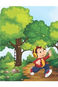 Running Monkey in Forest Blank Lined Notebook