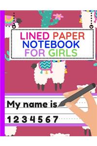 Lined Paper Notebook for Girls