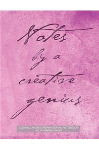 Cornell Notes Inspirational Notebook 160 Numbered Pages
