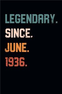 Blank Lined Journal, Notebook, Diary, Planner - Legendary Since June 1936 - 83rd Birthday Gift For 83 Years Old Men and Women born in June