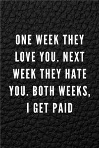 One Week They Love You. Next Week They Hate You. Both Weeks, I Get Paid