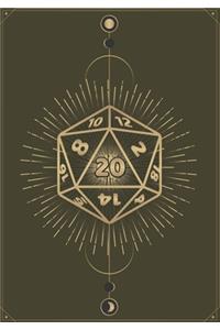 RPG Journal: College Ruled Role Playing Gamer Paper: 20 Sided Dice Olive