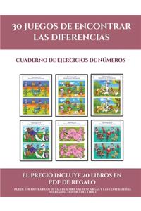 Cuaderno de ejercicios de números (30 juegos de encontrar las diferencias)