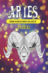 Jumbo Coloring Books for Adults - Animal - Easy Level - Aries