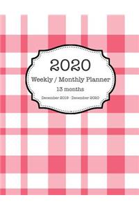 2020 Weekly / Monthly Planner 13 Months - December 2019 - December 2020