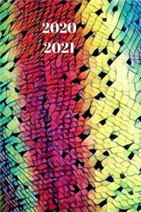 Green Yellow Red & Teal Rainbow Trout Fish Skin Print Fly Fishing Cute 25 Month Weekly Planer Dated Calendar for Men or Women