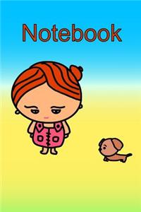 Kawaii Girl and Dog On The Beach Notebook
