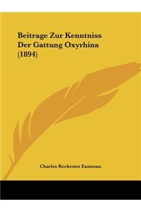 Beitrage Zur Kenntniss Der Gattung Oxyrhina (1894)