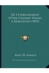 De L'Etablissement D'Une Colonie Penale A Kerguelen (1893)
