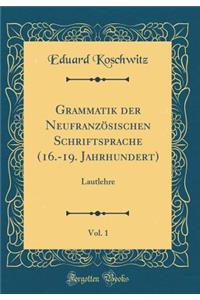 Grammatik Der Neufranzösischen Schriftsprache (16.-19. Jahrhundert), Vol. 1