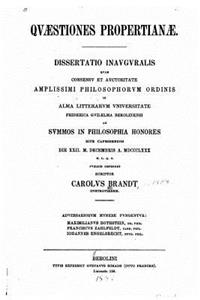 Quaestiones Propertianae, Dissertatio inauguralis