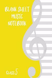 Blank Sheet Music Composition Manuscript Staff Paper Art Music CLASS 5 Notebook Birthday Gift