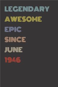 Legendary Awesome Epic Since June 1946 - Birthday Gift For 73 Year Old Men and Women Born in 1946
