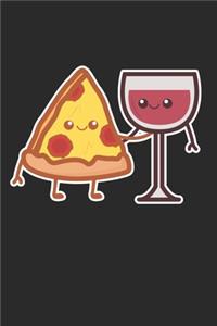 Kawaii Pizza & Wine Lovers: 6x9 Ruled Notebook, Journal, Daily Diary, Organizer, Planner