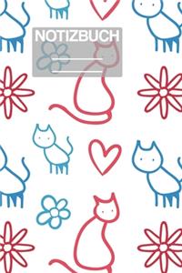 Notizbuch A5 Muster Zeichnung Katzen Katze Cat