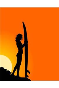 Surfer Girl Dot Grid Bullet Journal: 150 Page Notebook 8 X 10 Inches
