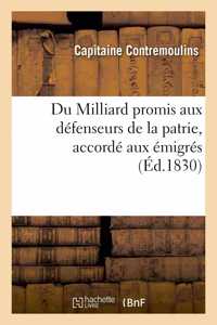 Du Milliard Promis Aux Défenseurs de la Patrie, Accordé Aux Émigrés