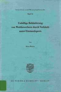 Unbillige Behinderung Von Wettbewerbern Durch Verkaufe Unter Einstandspreis