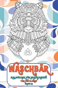 Malbücher für Erwachsene - Grosse A4 - Tier und Blumen - Waschbär