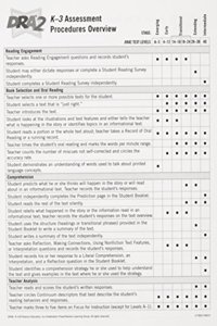 Developmental Reading Assessment Second Edition Kindergarten Through Three Laminated Directions Card 2006c