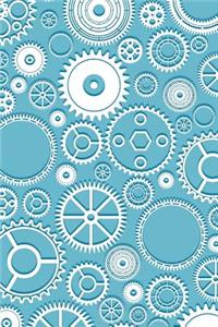 Mechanical Gears on Baby Blue Journal