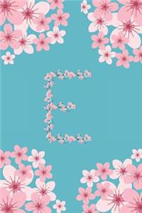 E Monogram Letter E Cherry Blossoms Journal Notebook