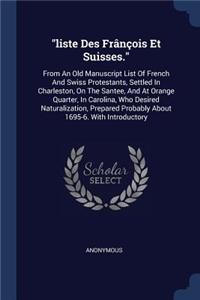 liste Des Frânçois Et Suisses.