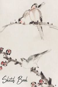 Sketchbook: Japanese Birds on Tree Branches Notebook for Drawing, Doodling, Sketching, Painting, Calligraphy or Writing