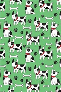 Journal Notebook Dogs and Bones Pattern On Green