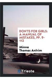 Don'ts for Girls: A Manual of Mistakes