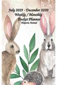 July 2019 - December 2020 Weekly / Monthly Pocket Planner Majestic Animal
