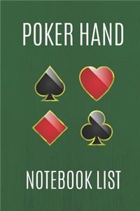 Poker Hand Notebook List