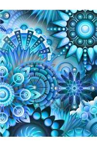 Composition Notebook College Ruled with Abstract Blues Bohken Pattern Cover