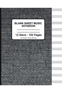 Blank Sheet Music Notebook - Faux Denim