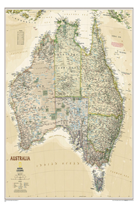 National Geographic Australia Wall Map - Executive - Laminated (30.25 X 27.25 In)