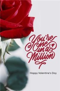 You're One In a Million Red Flower Valentine's Gift (Notebooks and Journals)